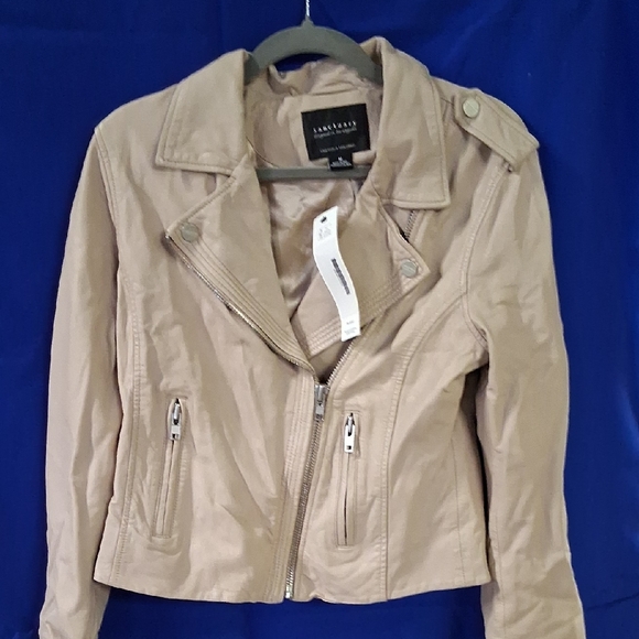 Sanctuary Jackets & Blazers - Womens Genuine Leather Beige Crop Jacket By Sanctuary Sz. Med